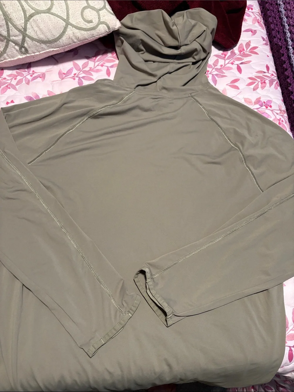 Eddie Bauer Olive Green Hooded Sun Shirt